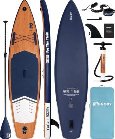 EGGORY Inflatable Paddle Board, 11'x32 Stand Up Paddle Board, Sup Board with Removable Fin, Floating Paddle, Hand Pump, Waterproof Bag, Traveling Boar