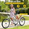 VEVOR Tricycle Adult 24'' Wheels Adult Tricycle 1-Speed 3 Wheel Bikes White For Adults Three Wheel Bike For Adults Adult Trike Adult Folding Tricycle