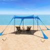 Beach Canopy Tent 10x10ft Sun Shelter Family Beach Tent Outdoor Shade UPF50+ with Sandbag Foldable Poles Carry Bag for Camping Trip Fishing Picnic