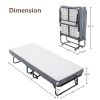 Folding Bed Cot with Mattress for Adults, 75x31 Inches Foldable Metal Frame Bed for Guest with Memory Foam Mattress on Wheels, Saving Space Rollaway B