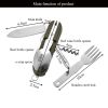 7 In 1 Multifunctional Outdoor Tableware Stainless Steel Foldable Fork Spoon Knife Picnic Camping Hiking Travelling Dinnerware