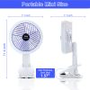 Clip on Fan with LED Lamp, Rechargeable Desk Fan, 4 Speed 360¬∞Rotating Detachable Clamp Fan, Battery Powered USB Camping Fan Portable for Cart RV Car