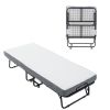 Folding Bed Cot with Mattress for Adults, 75x31 Inches Foldable Metal Frame Bed for Guest with Memory Foam Mattress on Wheels, Saving Space Rollaway B