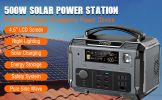 Portable Power Station;  500W Solar Generator with 484Wh Backup Lithium Battery;  110V AC Outlets;  USB-C PD 100W;  Outdoor Generators with LED Light