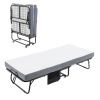 Folding Bed Cot with Mattress for Adults, 75x31 Inches Foldable Metal Frame Bed for Guest with Memory Foam Mattress on Wheels, Saving Space Rollaway B