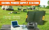 Portable Power Station;  500W Solar Generator with 484Wh Backup Lithium Battery;  110V AC Outlets;  USB-C PD 100W;  Outdoor Generators with LED Light