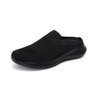 Slip on Loafers Lightweight Flat Knit Shoes (Color: Black, size: 9.5)