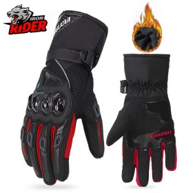 Motorcycle Gloves Windproof Waterproof Guantes Moto Men Motorbike Riding Gloves Touch Screen Moto Motocross Gloves Winter (Color: WN-01 Red Gloves, size: XXL)