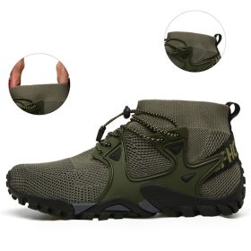 New Mesh Breathable Hiking Shoes Size 36-47 Mens Sneakers Outdoor Trail Trekking Mountain Climbing Sports Shoes For Male Summer (Color: Army Green, size: 40)