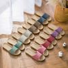 New Women Men Summer Home Slippers Indoor Casual Flax Slides Belt Linen Slippers Ladies Flip Flops Sandals Bedroom Shoes